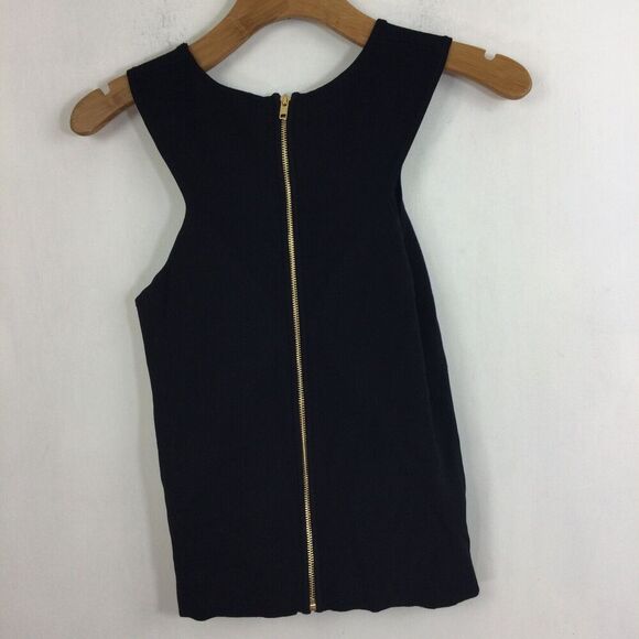 Milly Womens Back Zip Scoop Neck Ribbed Knit Tank Top Black Size Medium - Picture 8 of 9